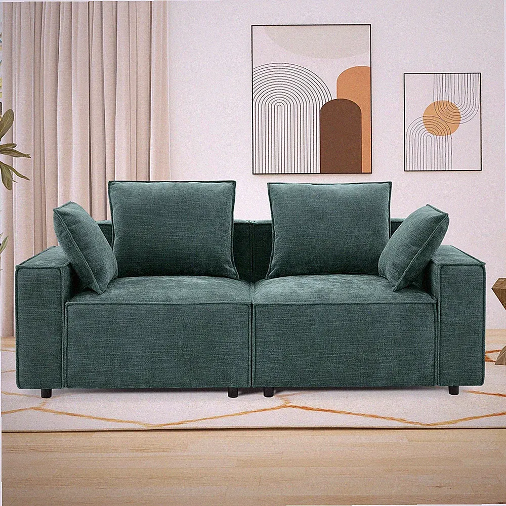 soarflash chenille sectional sofa green