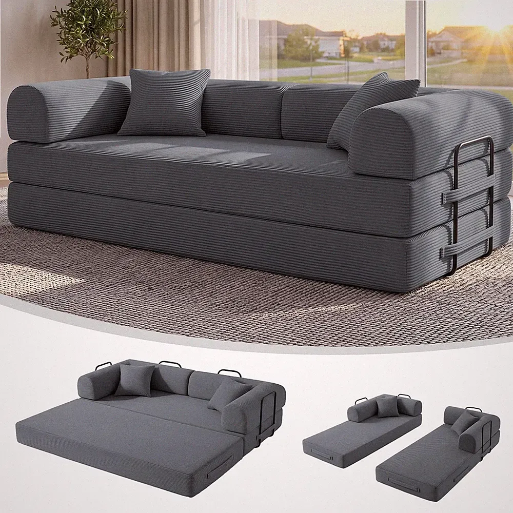 79" Boneless Couch for Living Room,Convertible Futon Sleeper Sofa Bed