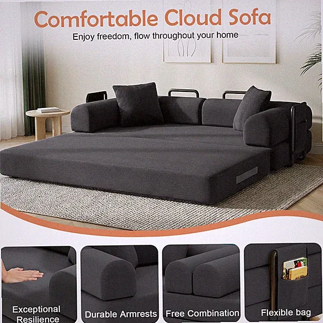 79" Cloud Loveseat Sofa Comfy Deep Seat Couches Boneless Corduroy Modular Couch