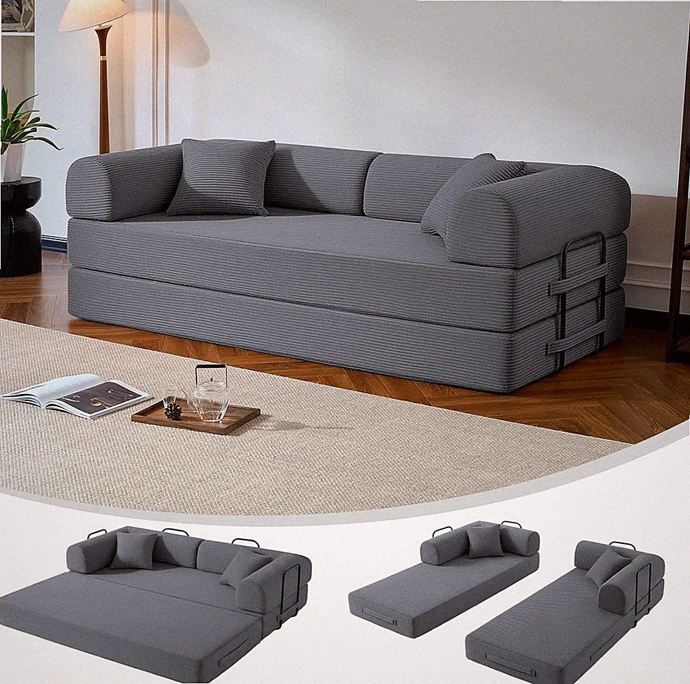 79” Compressed Sofa, 6-In-1 Convertible Sofa Bed, Corduroy Compression Boneless