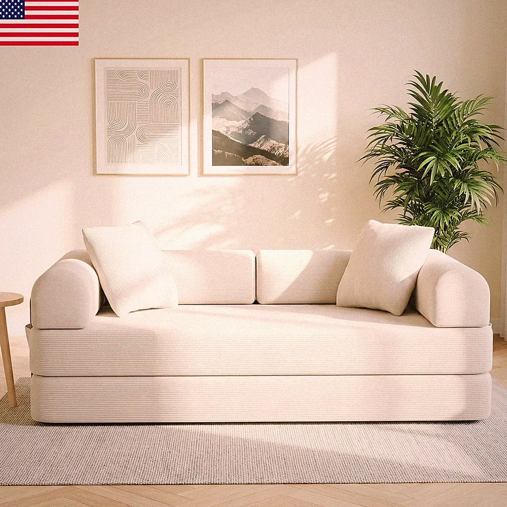 79" Convertible Sofa Bed w/ 2 Storage Bag, Loveseat Sleeper Couch Modular Sofa