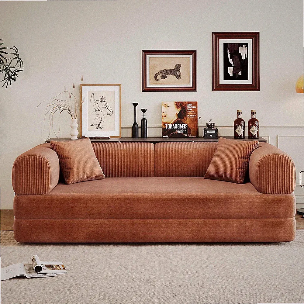 79" Corduroy Futon Sofa Bed Convertible Loveseat Couch Sleeper Sectional