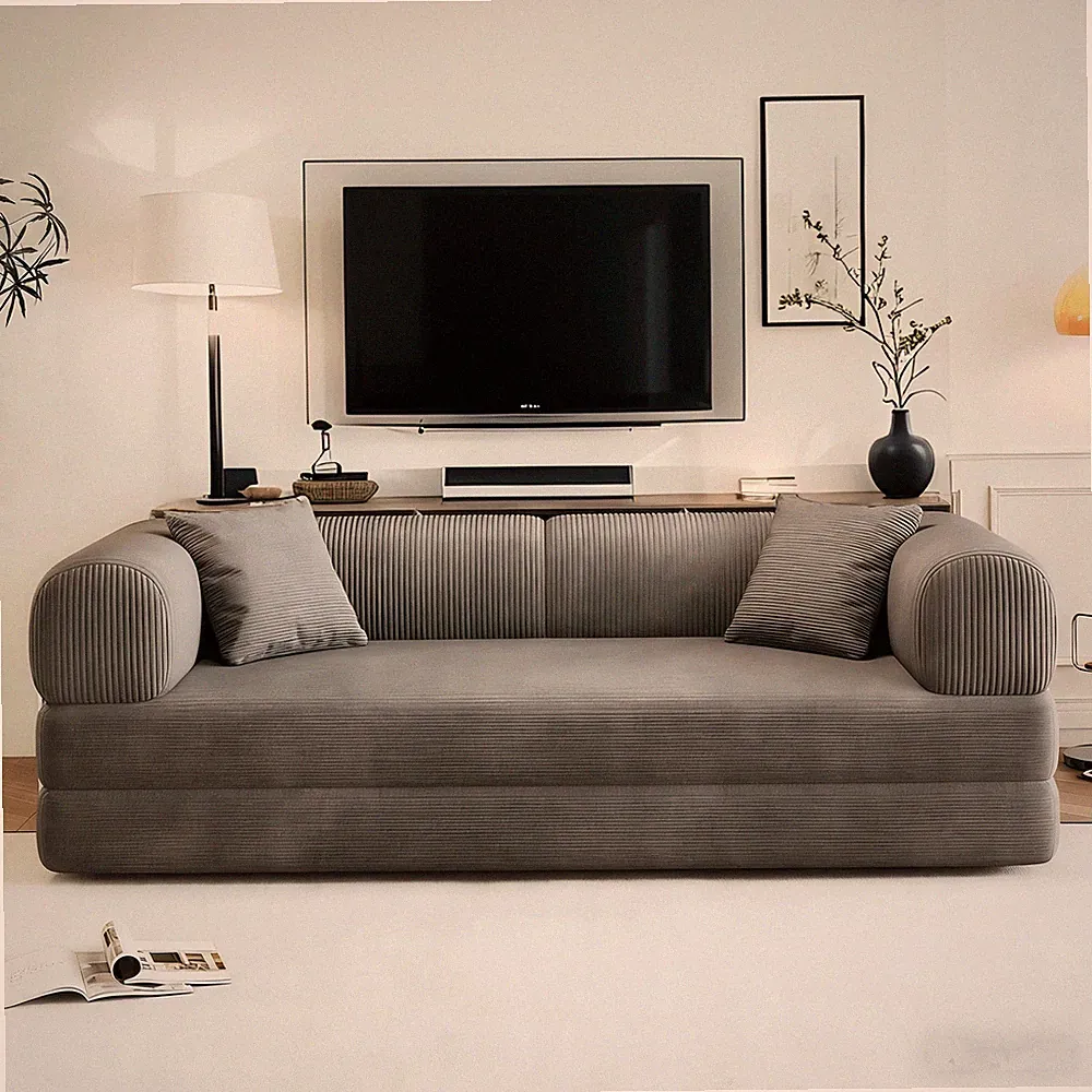 79" Futon Sofa Bed Boneless Sofa Convertible Floor Modular Couch for Living Room