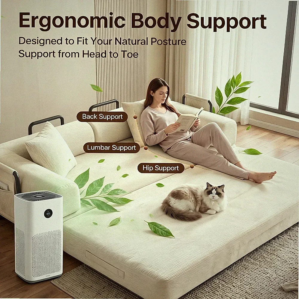 79" Futon Sofa Bed Frame Sofa Convertible Floor Modular Couch for Living Room