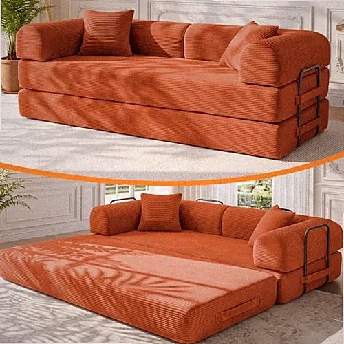 79" Memory Foam Sofa Bed, Convertible Futon Boneless Couch for Living Room