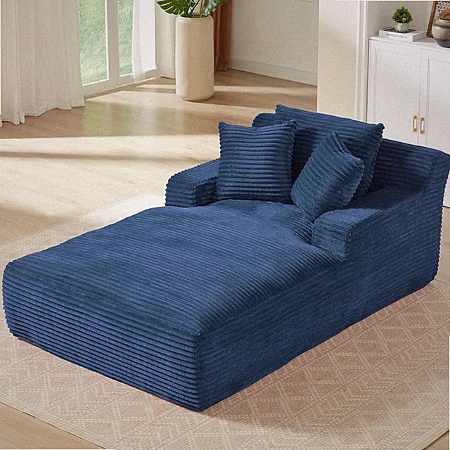79" Oversized Chaise Lounge Chair Boneless Couch Sofa Bed with 3 Pillows