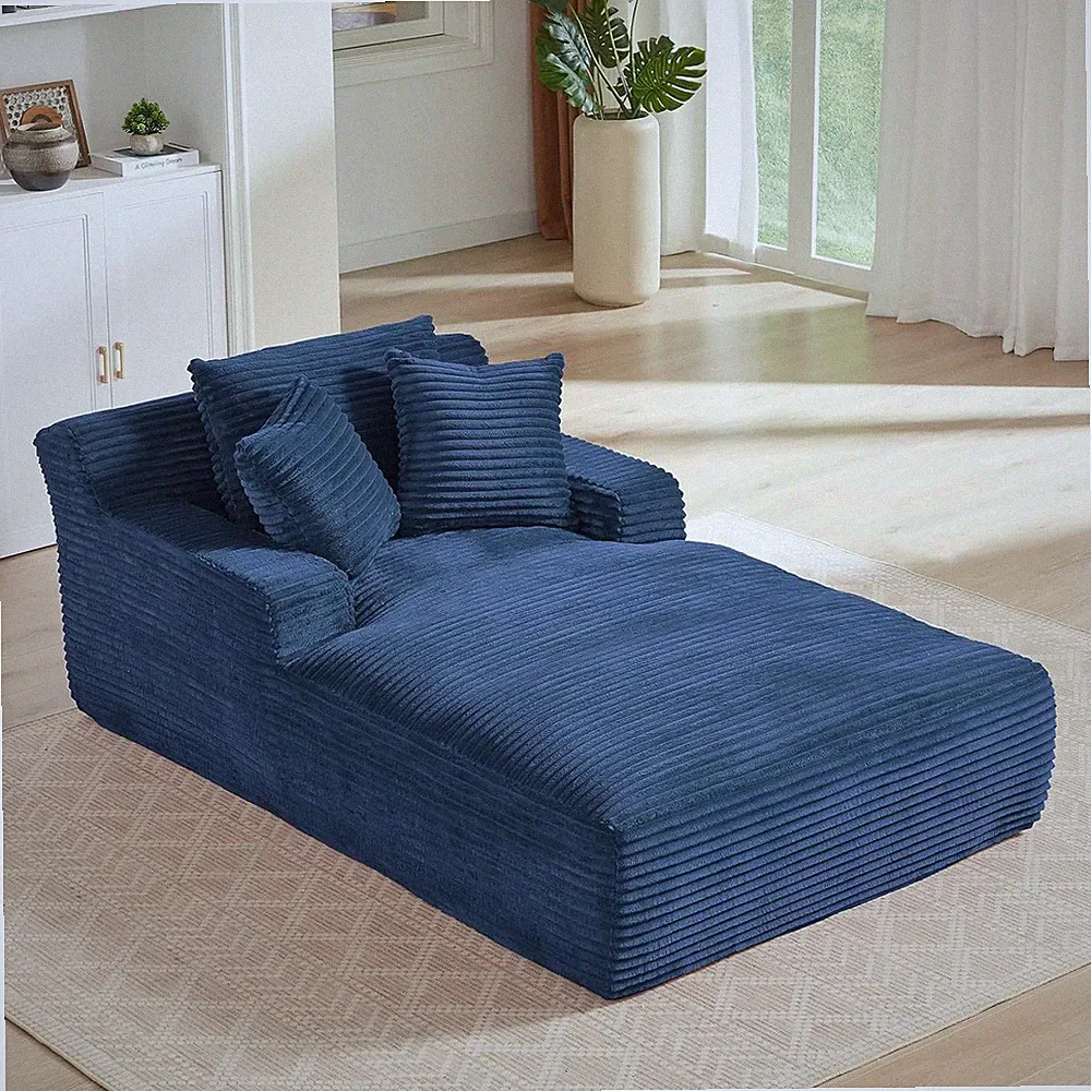 79" Oversized Chaise Lounge Chair Indoor ,Corduroy Upholstered Boneless Sofa Bed