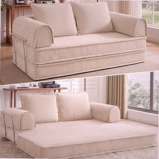 79" Oversized Sofa Couch Convertible SofaBed No-Assembly Sofa in a Box, Corduroy
