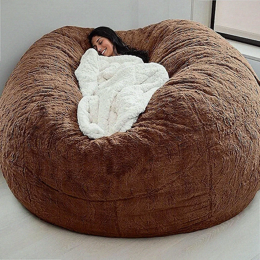 7Ft Large Bean Bag Chair Cover Living Room Furniture Faux Lazy Sofa Bed Cover