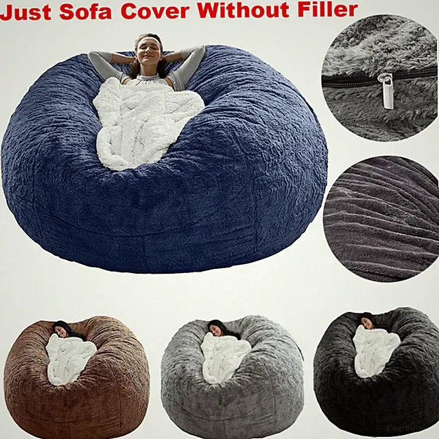 7FT Memory Foam Bean Bag Chair Cover Living Room Furniture Lazy Sofa Bed Cover
