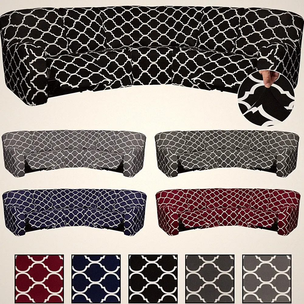 7Pcs Velvet Stretch L Shape Sectional Recliner Sofa Covers 5 Seat Sofa Slipcover