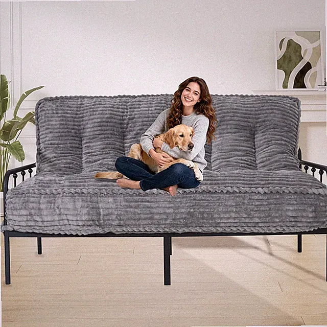 8" Futon Mattr Queen Size, Futon Sofa Couch Bed with Straps, Thi