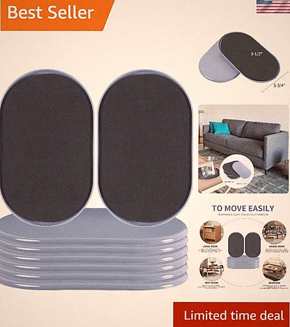 8 Pack Durable Furniture Sliders for Heavy Items - Quick & Easy Floor Protection
