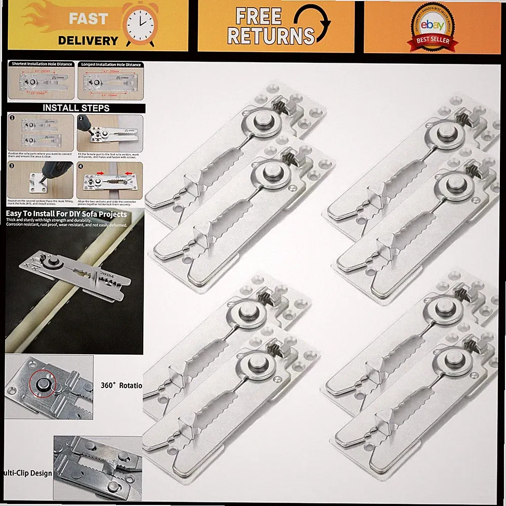 8 Pack Heavy Duty Sectional Couch Connector Screws, Sofa Clamps for Stability