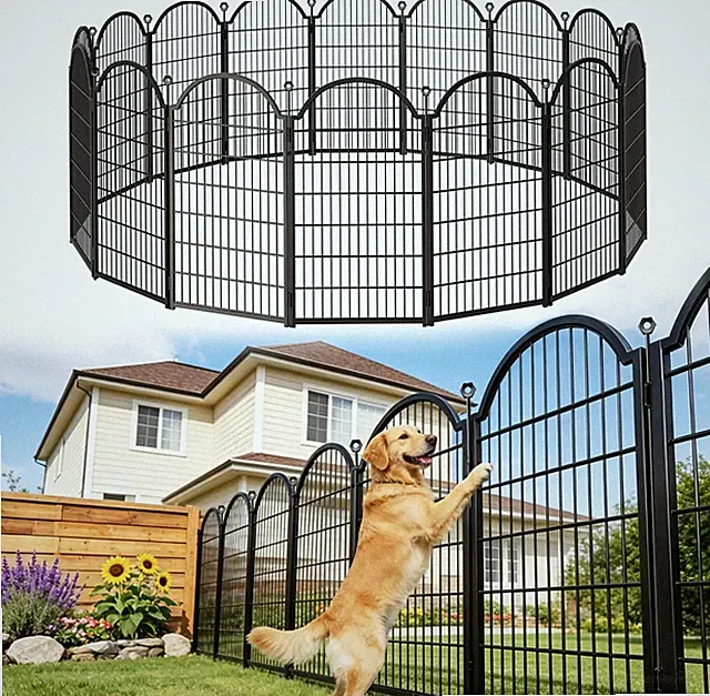 8 Panels No Dig Garden Fence, Dog Fence Outdoor for Yard, 48In(H) X 18Ft(L)