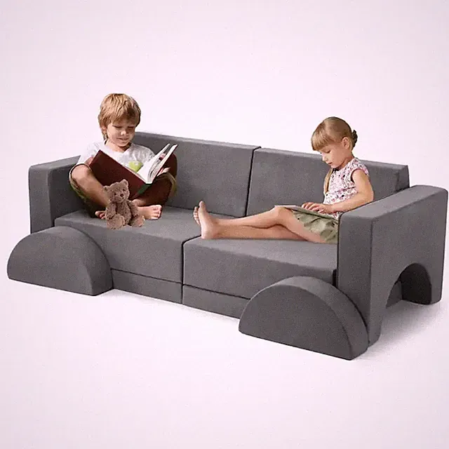 8 Pcs Kids Couch, Child Sectional Sofa - Grey.