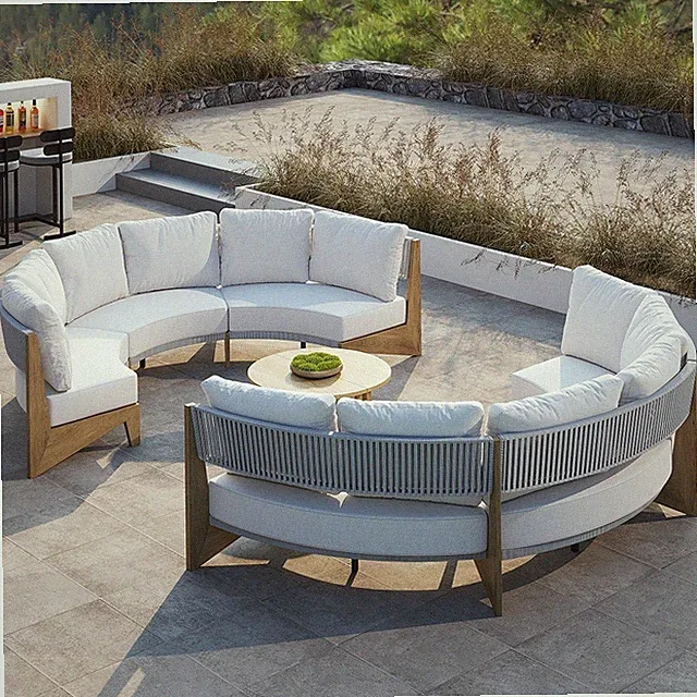 8-Piece Curved Outdoor Patio Sectional Sofa Set with Coffee Table