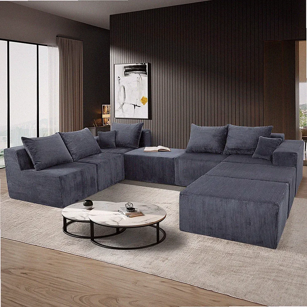 8-Piece Modular U-Shaped Sectional Sofa, Large Convertible Couch with Oversize