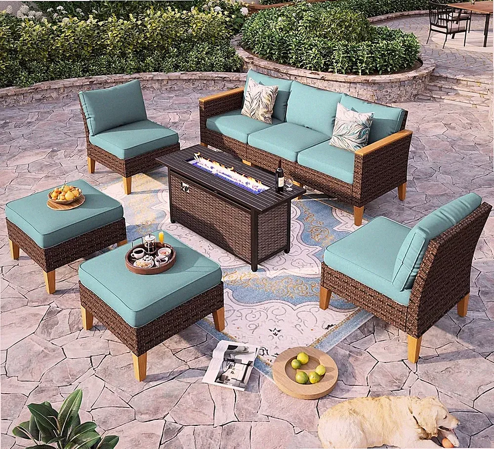 8 Piece Outdoor Patio Furniture Sets Sectional Sofa Rattan Chair Wicker Set