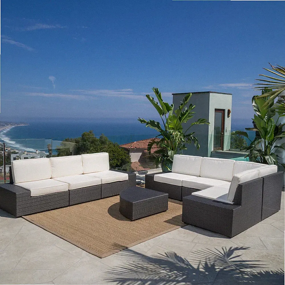 8-Piece Outdoor Wicker Sectional Sofa Set with Coffee Table