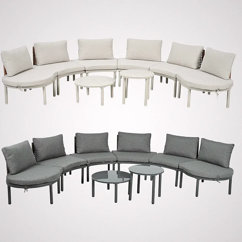 8-Piece Patio Sofa Furniture Set Half Moon Outdoor Sectional Sofa with Tables