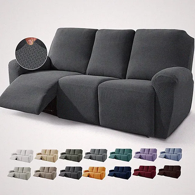 8-Piece Recliner Sofa Cover Stretch Jacquard Reclining Couch Cover for 3 Cush...