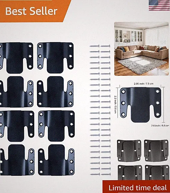 8-Piece Universal Sectional Sofa Connectors - Durable Stainless Steel Brackets