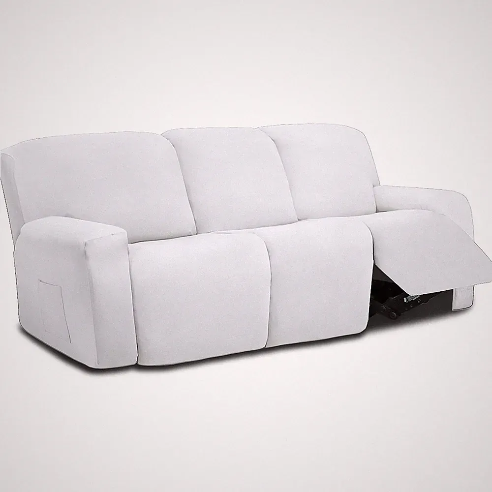 8 Pieces Microfiber Stretch Sectional Recliner Sofa Slipcover Soft Fitted Fle...