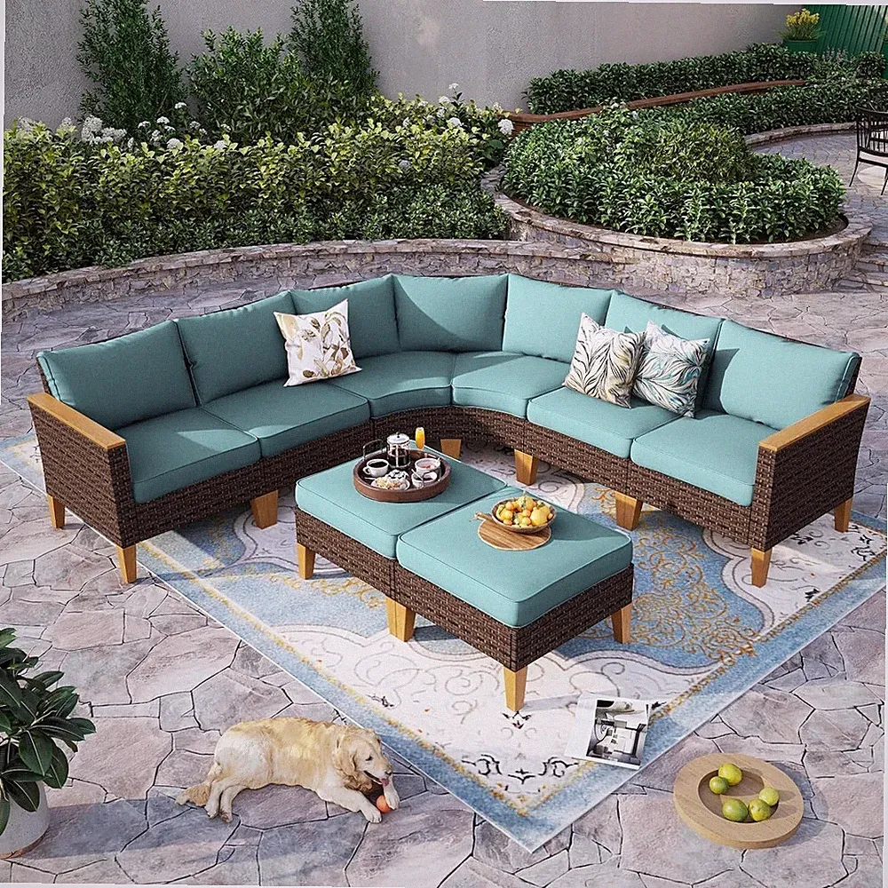 8-Pieces Patio Furniture Set Outdoor Sectional Sofa Set Rattan Wicker Sofa Sets