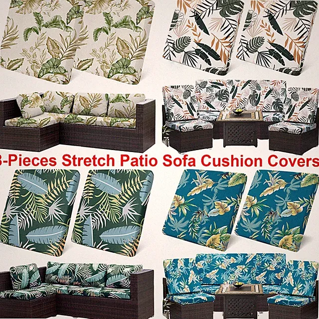 8-Pieces Patio Sofa Cushion Cover Outdoor Stretch Cushion Slipcover Replacement