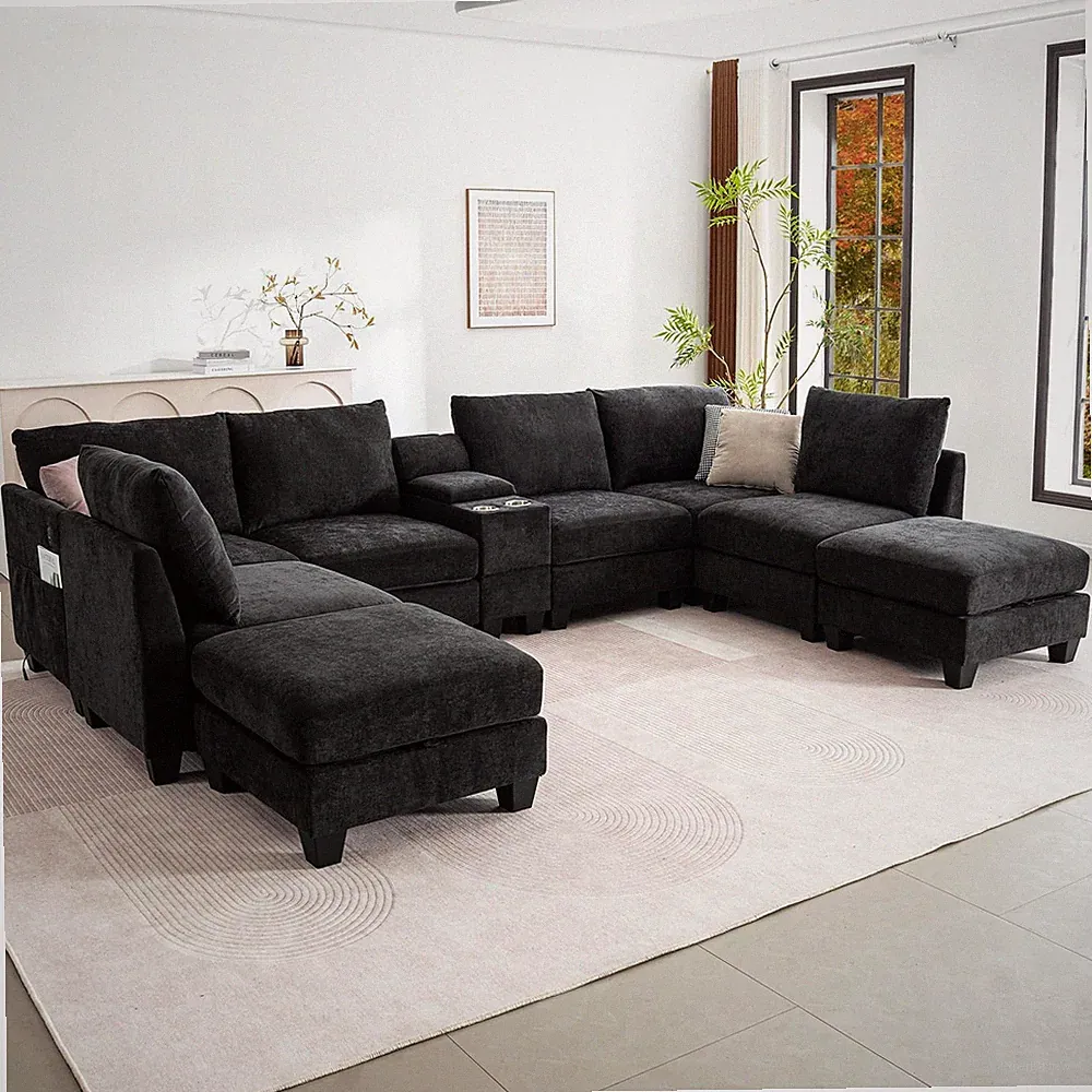 8 Seater Modular Sectional Sofa with Cup Holders