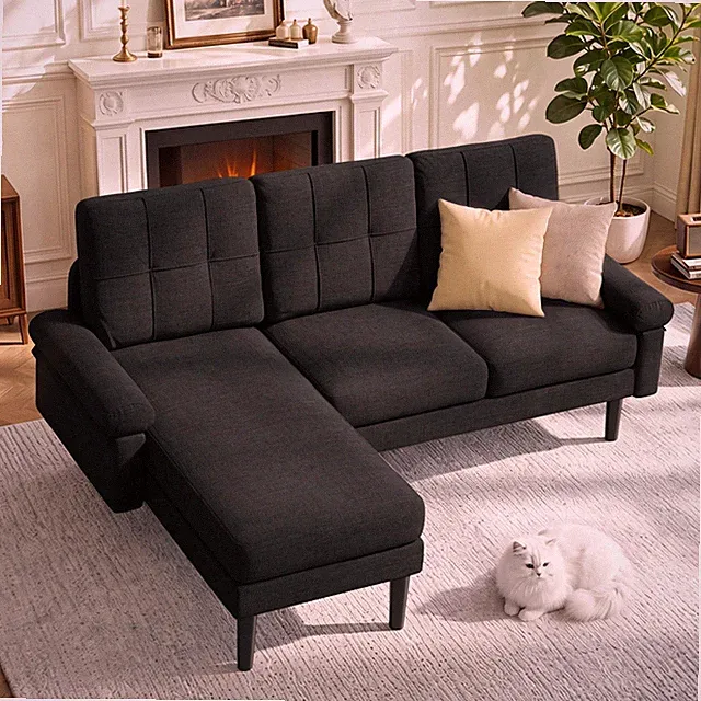 80.3"L-Shaped Couch, 3 Seat Sofa with Chaise, Soft Sleeper Couches