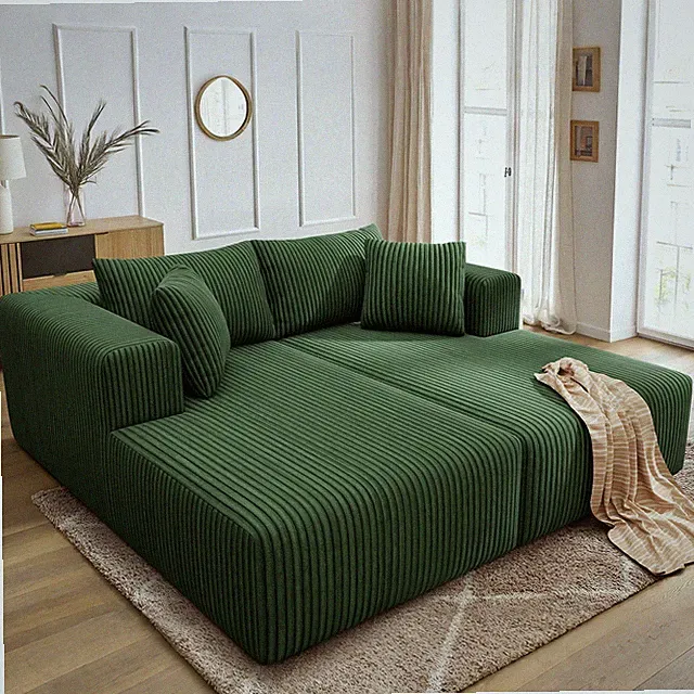 80.3" Oversized Double Lounge Chaise, Boneless Lounge Sofa Bed with 4 Pillows
