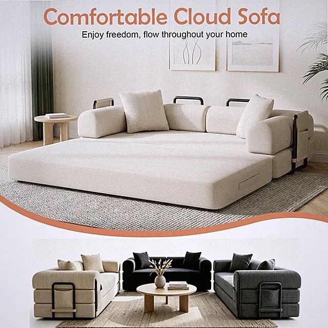80" Cloud Loveseat Sofa Comfy Deep Seat Couches Boneless Corduroy Modular Couch