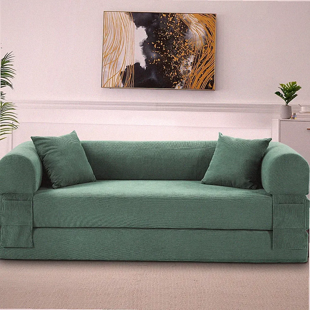 80"Convertible Floor Sofa Bed Futon Boneless Couch Lounge Sofa with Pull Out Bed