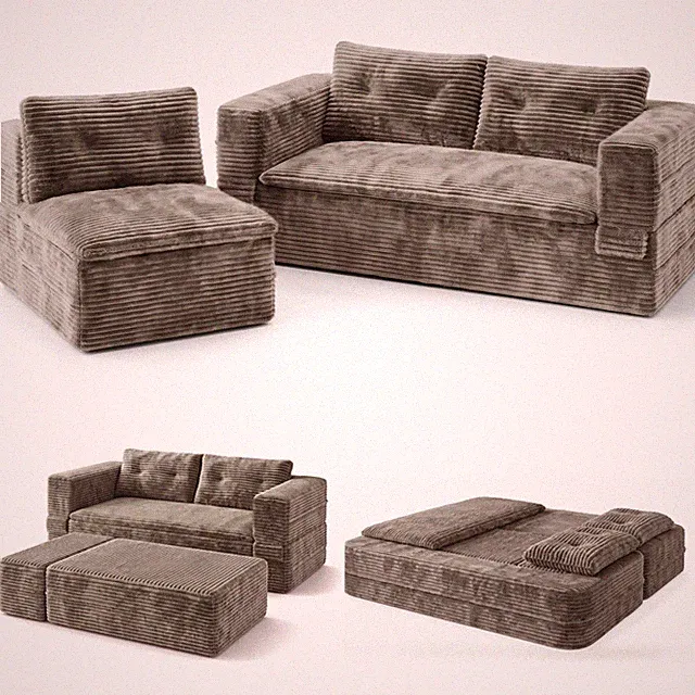 80" Convertible Futon Sofa Bed King Size Corduroy Couch Bed with Chaise Blanket