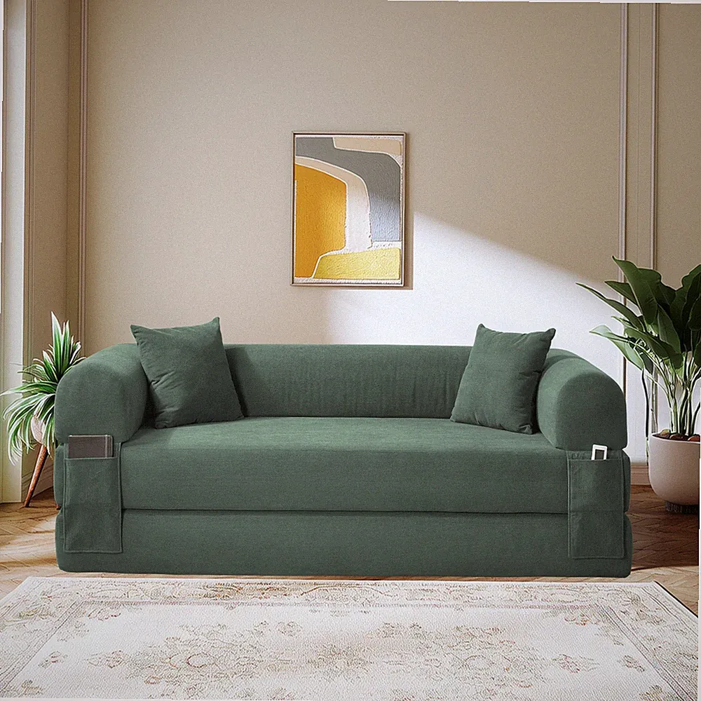 80" Convertible Sleeper Sofa Bed Corduroy Upholstered Modular Boneless Couch