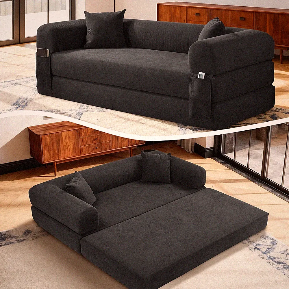 80" Queen Convertible Sofa Bed, No Assembly Modern Boneless Couch Sofa in Box