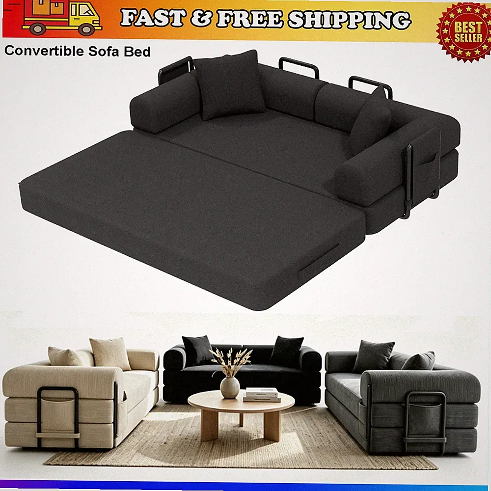 80" King Size Convertible Sofa Bed No Assembly Modern Boneless Couch Sofa in Box