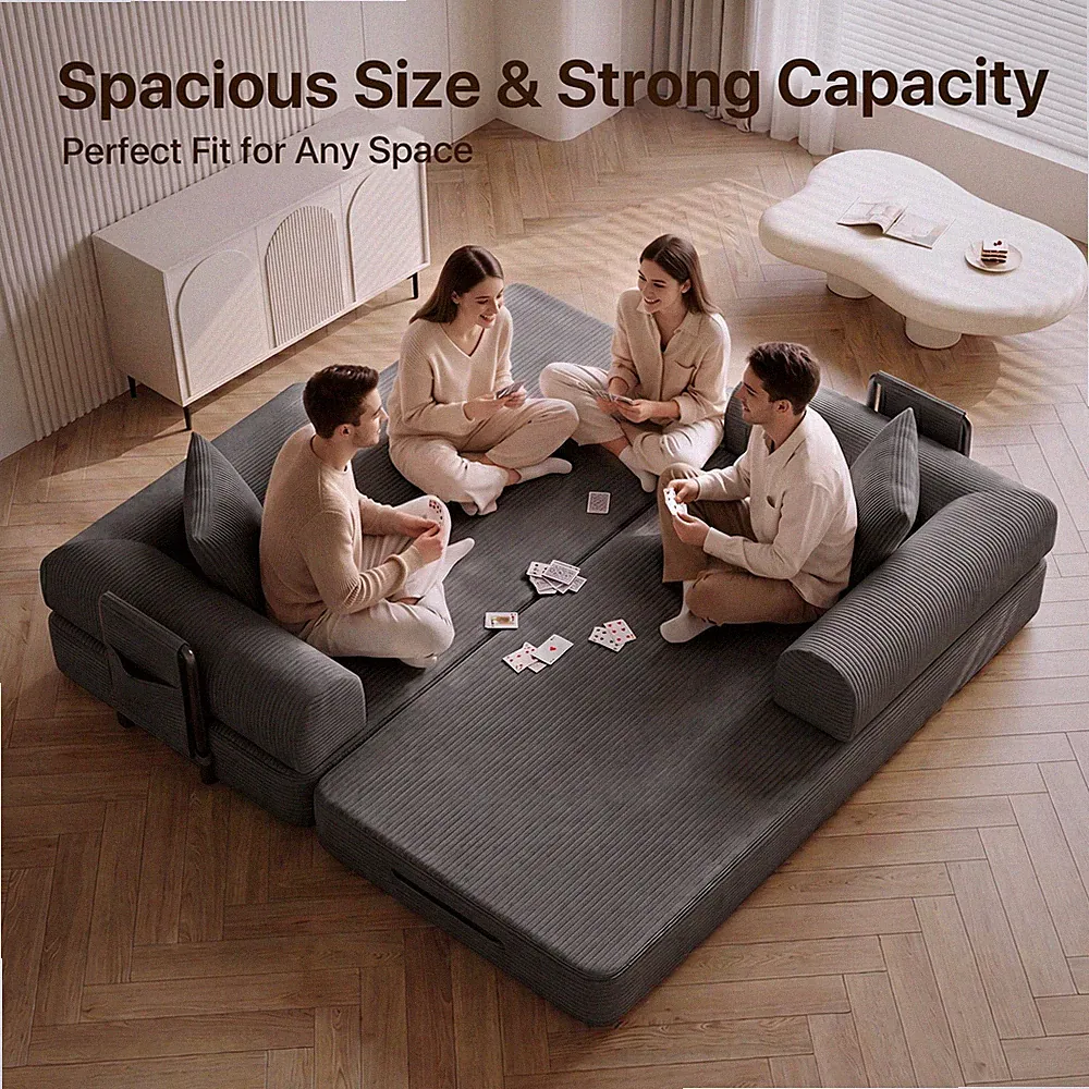 80" King Size Sofa Bed No Assembly Modern Convertible Boneless Couch Sofa in Box