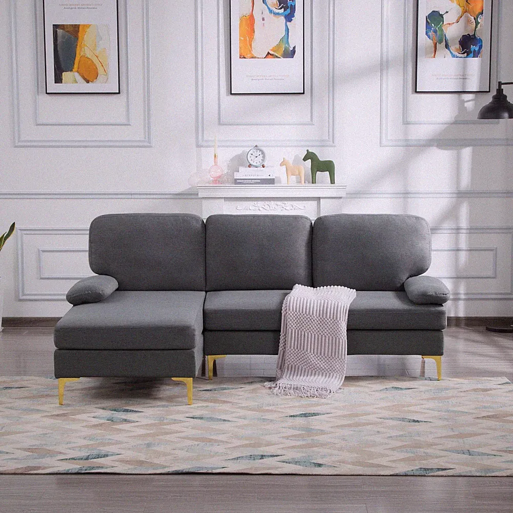 80'' Modern Upholstered Left Hand Facing Sectional Sofa & Chaise Couch 3 Seater
