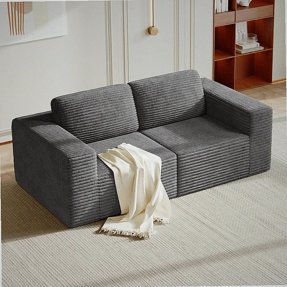 80 Modular Sectional Corduroy Cloud Sofa Deep for Seat Spring Support 2 for Seat
