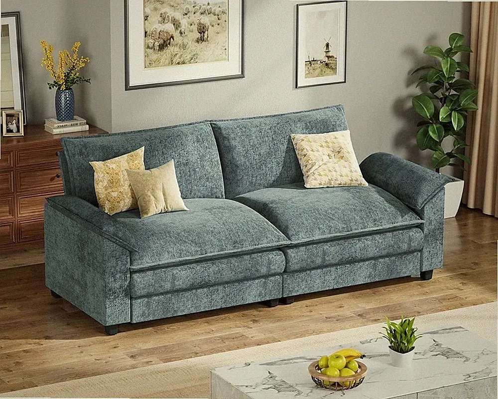 80" Modular Sectional Sofa Loveseat Cloud Couch Deep 2-Seat Double-Layer Cushion