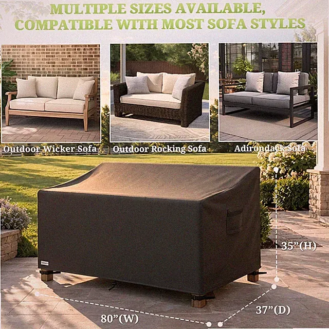 80" Patio Sofa Cover 900D Oxford Waterproof Windproof UV Protection Black