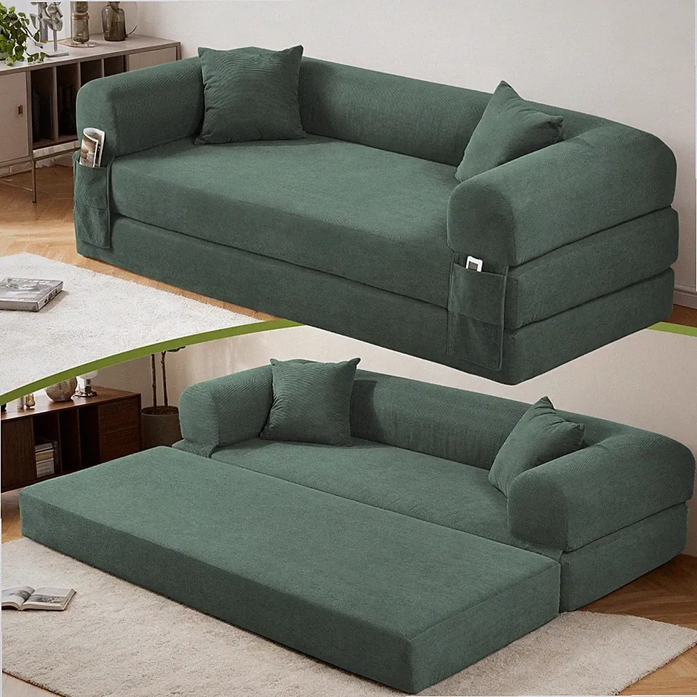 80" Queen Convertible Sofa Bed, No Assembly Modern Boneless Couch Sofa in Box