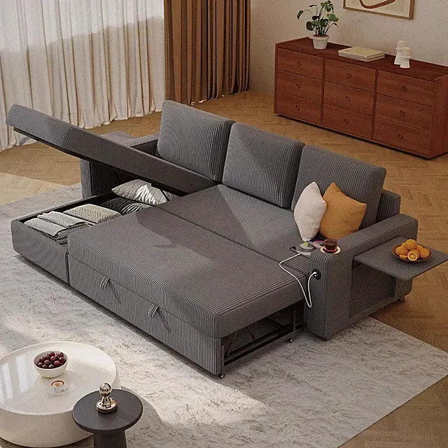 80" Sectional Sleeper Sofa Bed Pull Out Couches for Living Room | L Shaped Conve