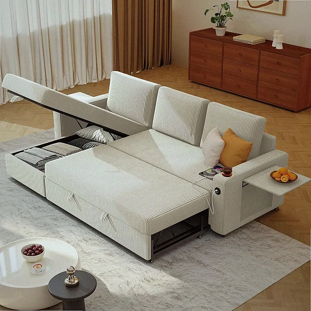80" Sectional Sleeper Sofa Bed Pull Out Couches for Living Room | L Shaped Conve