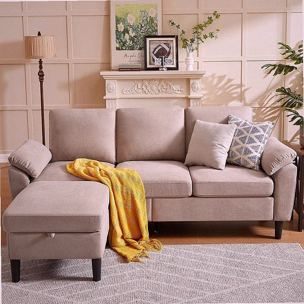 80" Sectional Sofa Couches 3-Seater Reversible Couch with Storage Chaise