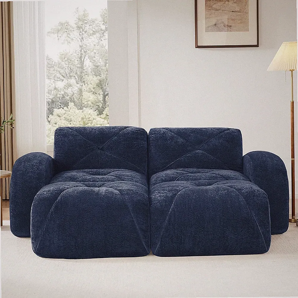 80" Velvet Modular Sectional Loveseat Sofa with High-Density Foam Cushion & 2 Pi