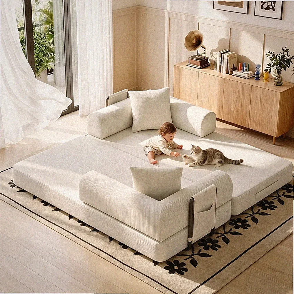 800lbs Sofa Bed Couch Sleeper Convertible Fold-Out Bed Couch With Side Pockets